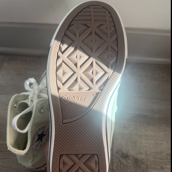 Women’s High-Top Sneakers - Light Green, Green Converse, Green Chucks - Picture 4 of 13